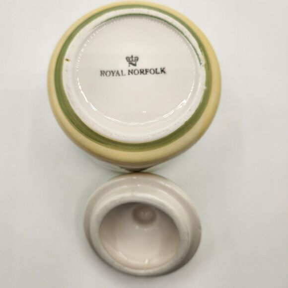 Royal Norfolk Tea Set 4 Pc Green Yellow Rose Tea Pot Sugar Creamer Napkin Holder - Picture 16 of 16